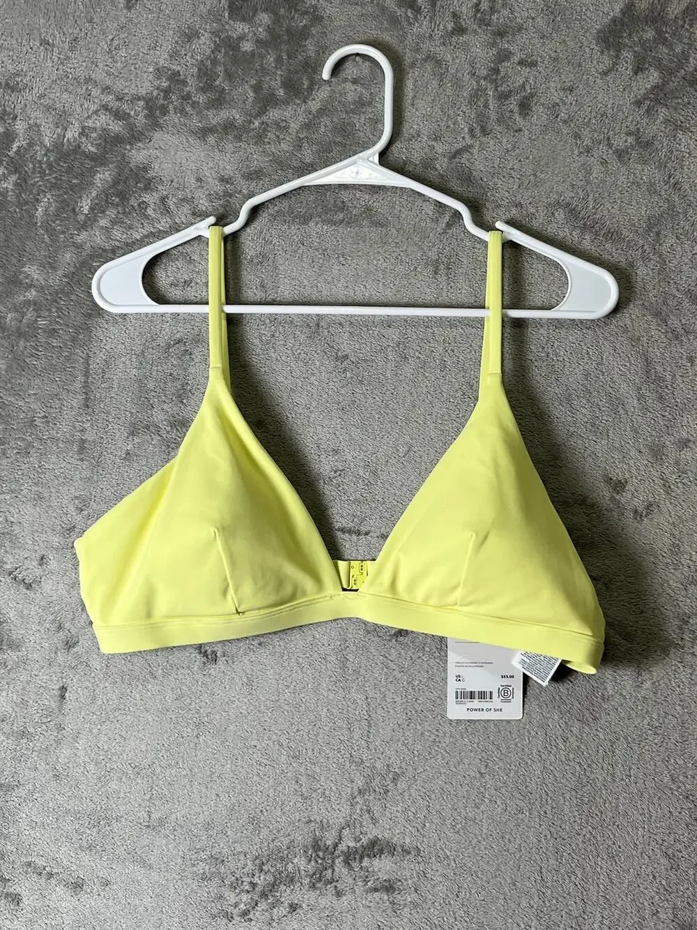 Athleta Triangle Bikini Top Neon Yellow Green Swimwear Size Large New